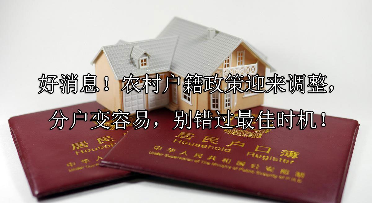 好消息！农村户籍政策迎来调整，分户变容易，别错过最佳时机！